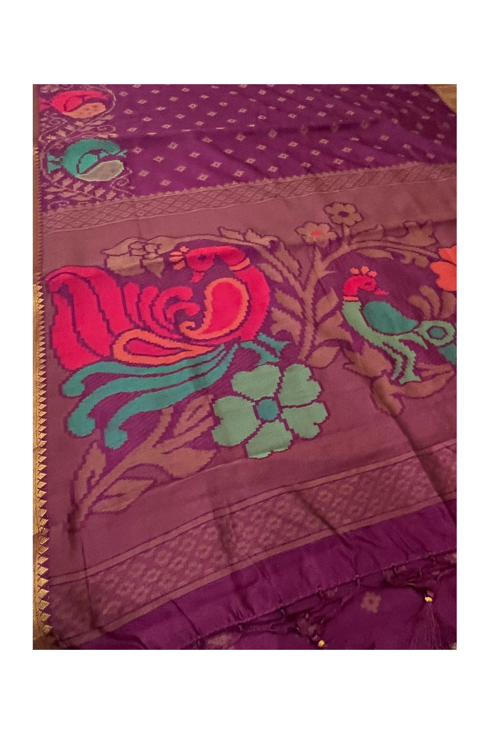 Southloom Semi Silk Dark Magenta Designer Saree with Zari Woven Border