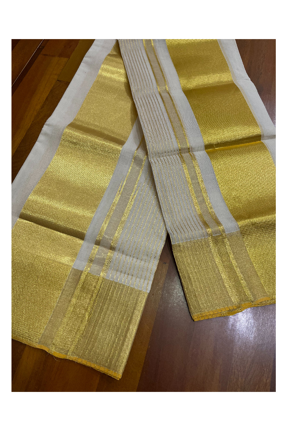 Southloom Premium Balaramapuram Unakkupaavu Handloom Cotton Wedding Set Mundu with Kasavu Border