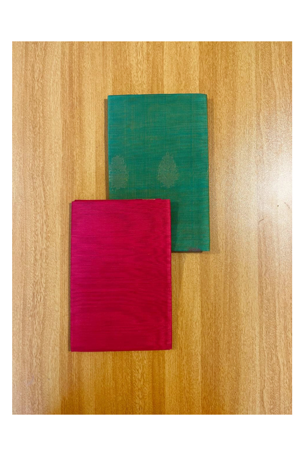 Southloom™ Original Handloom Cotton Pure Silk 3 Piece Green and Pink Salwar Material with Woven Zari Butta Work