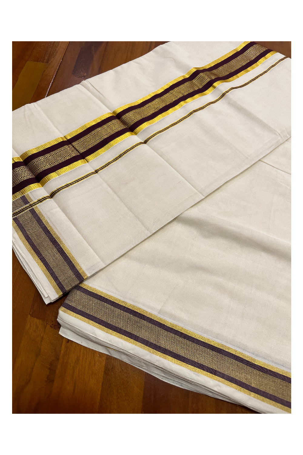 Southloom™ Premium Handloom Kerala Saree with Brown and Kasavu Border (Onam Saree 2023)