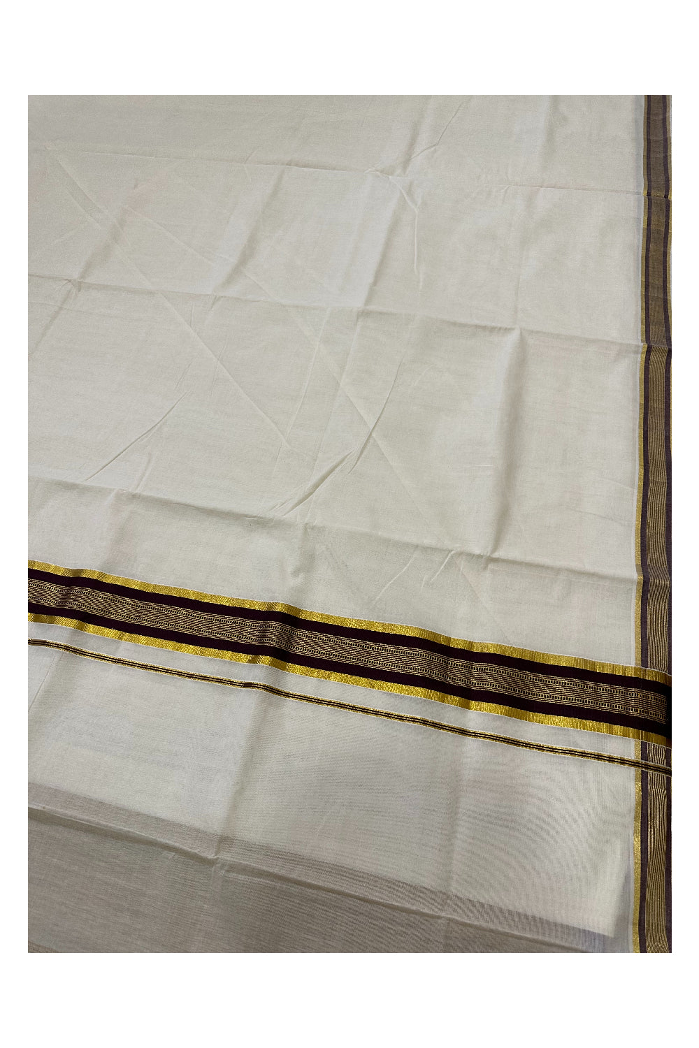 Southloom™ Premium Handloom Kerala Saree with Brown and Kasavu Border (Onam Saree 2023)