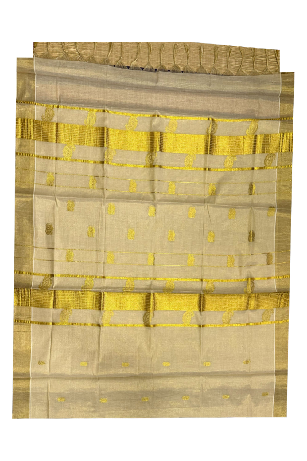 Kerala Tissue Kasavu Peacock Heavy Woven Saree with Tassels Works (Onam Saree 2023)