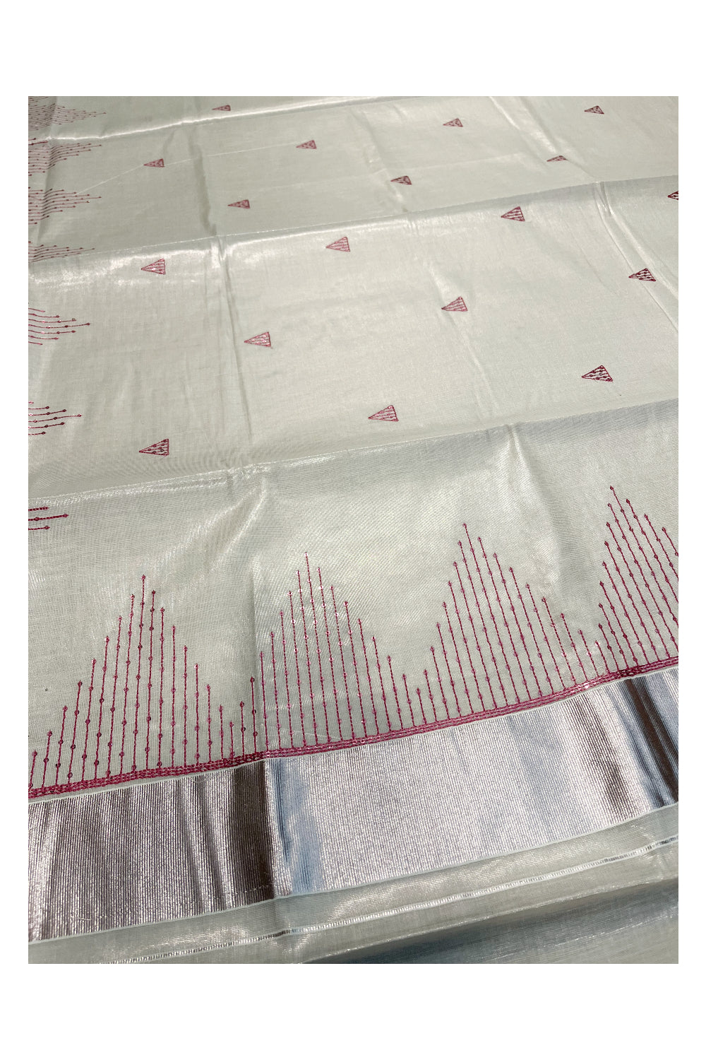 Southloom Kerala Rose Copper Tissue Saree with Sequence Work