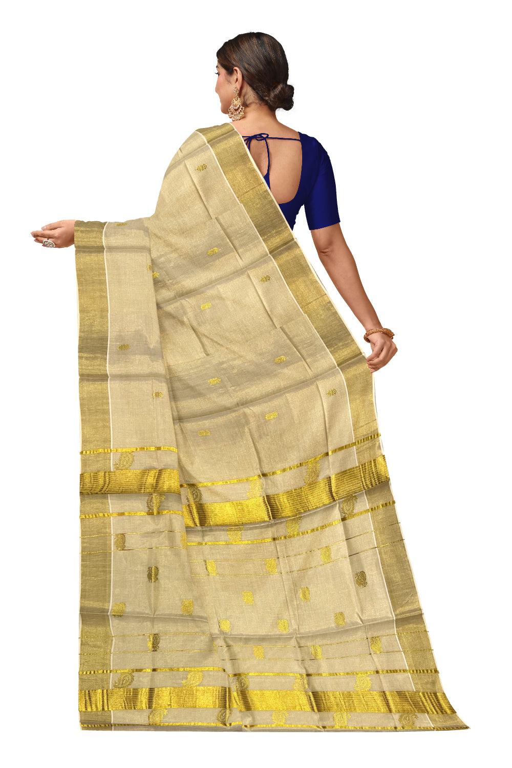 Kerala Tissue Kasavu Peacock Heavy Woven Saree with Tassels Works (Onam Saree 2023)