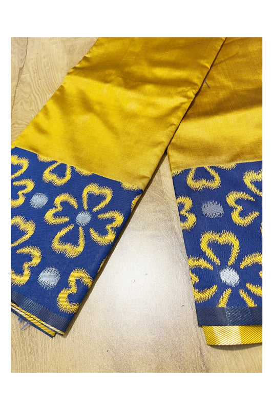 Southloom Kerala Designer Yellow Saree with Blue Border