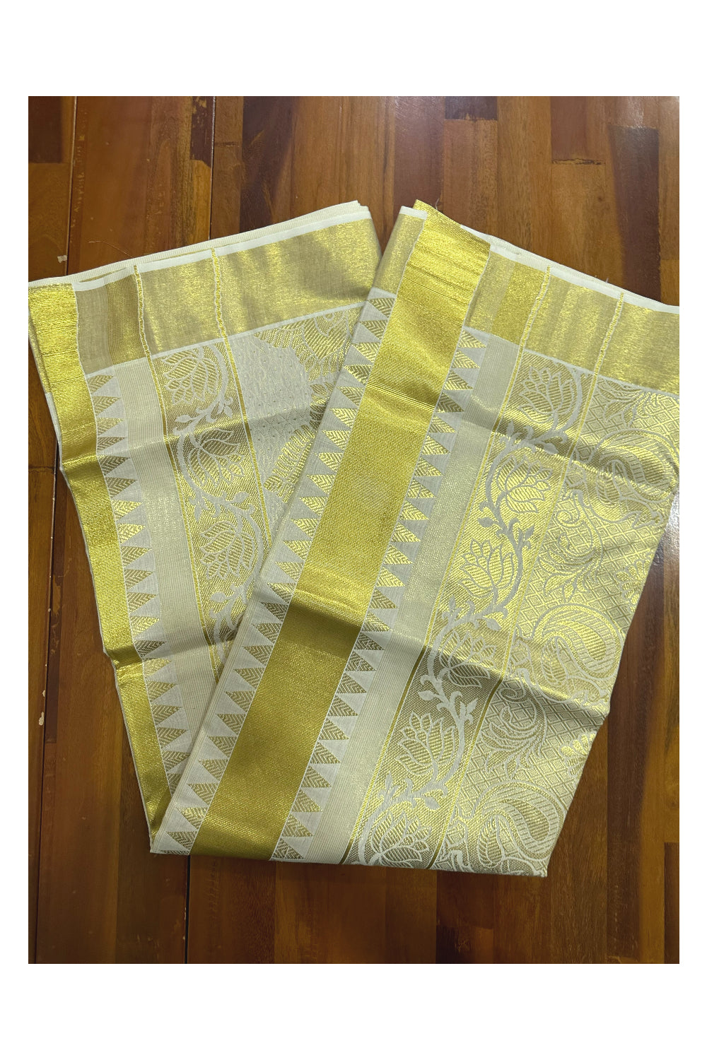 Kerala Tissue Peacock Heavy Woven Kasavu Saree (Onam Saree 2023)