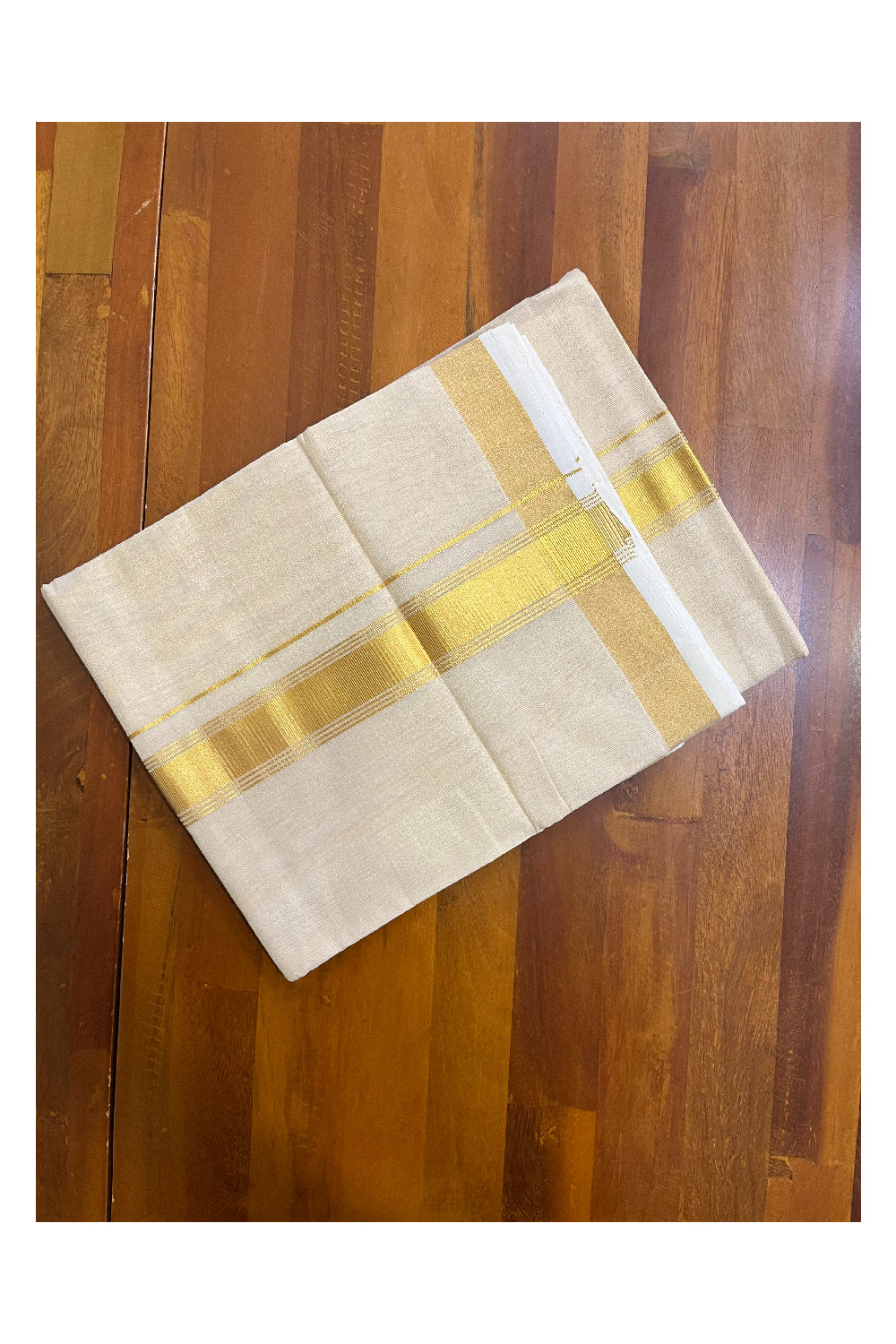 Southloom Premium Handloom Tissue Mundu with 1.25 inch Kasavu Border