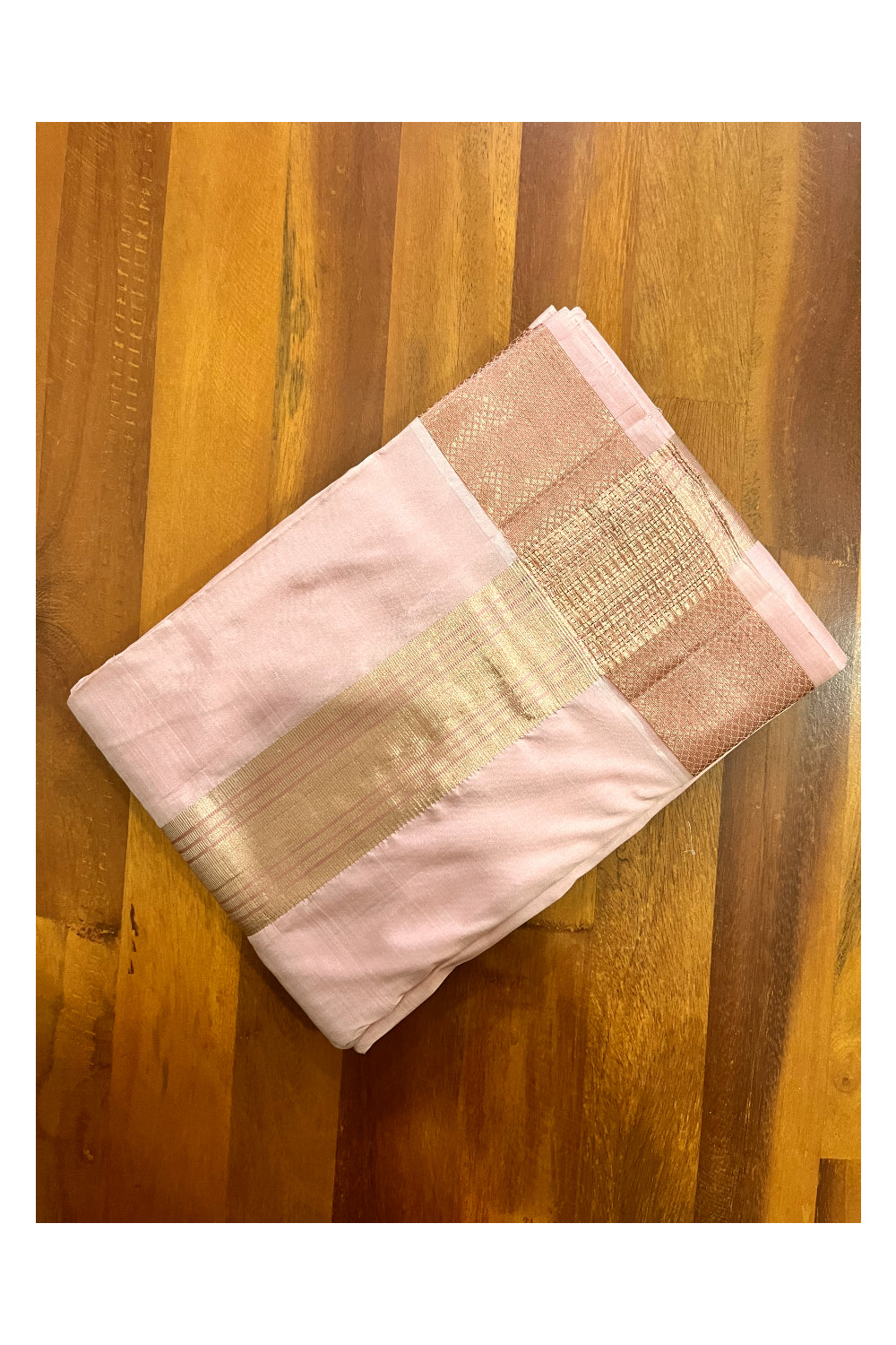 Southloom Handloom Pure Silk Pink Wedding Dhoti with Shawl / Vesthi with Thundu / Mundu with Melmundu for Groom (8+4)