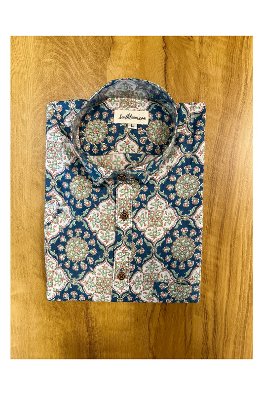 Southloom Jaipur Cotton Hand Block Printed Shirt (Half Sleeves)