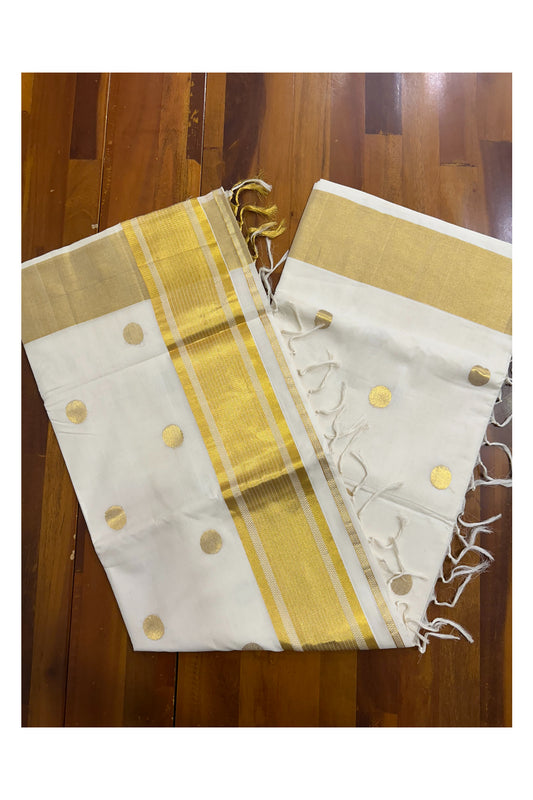 Southloom Premium Handloom Cotton Saree with Polka Woven Works on Body