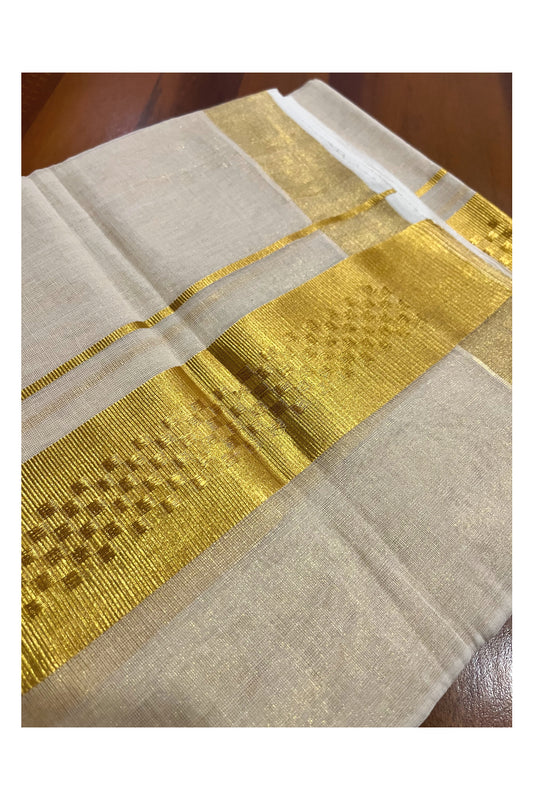 Southloom Premium Wedding Handloom Tissue Mundu with Kasavu Paa Neythu Border (South Indian Kerala Dhoti)