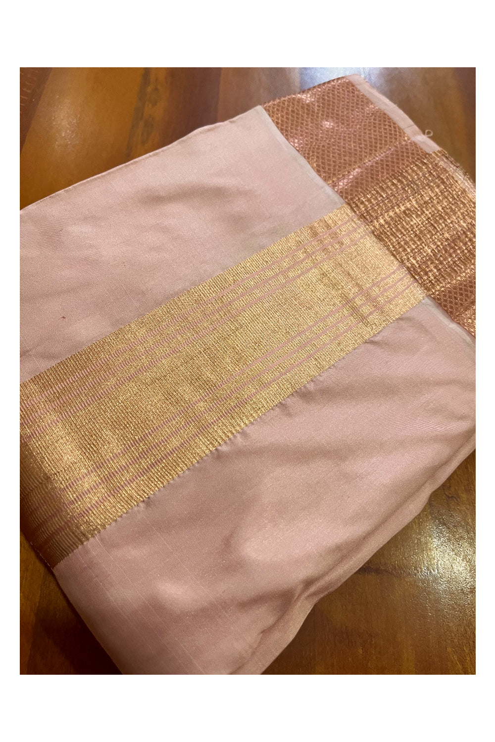 Southloom Handloom Pure Silk Pink Wedding Dhoti with Shawl / Vesthi with Thundu / Mundu with Melmundu for Groom (8+4)