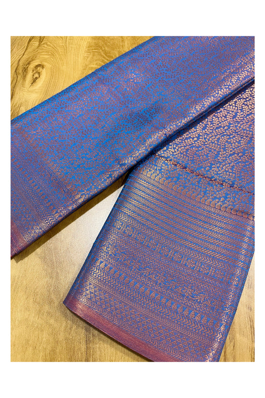 Southloom Premium Semi Silk Zari Work Brocade Saree in Bridal Blue with Matching Pallu