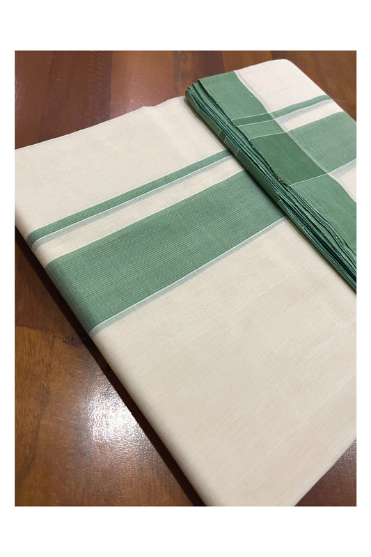 Southloom Premium Balaramapuram Unakkupaavu Handloom Mundu with 2 inch Green Border (South Indian Kerala Dhoti)