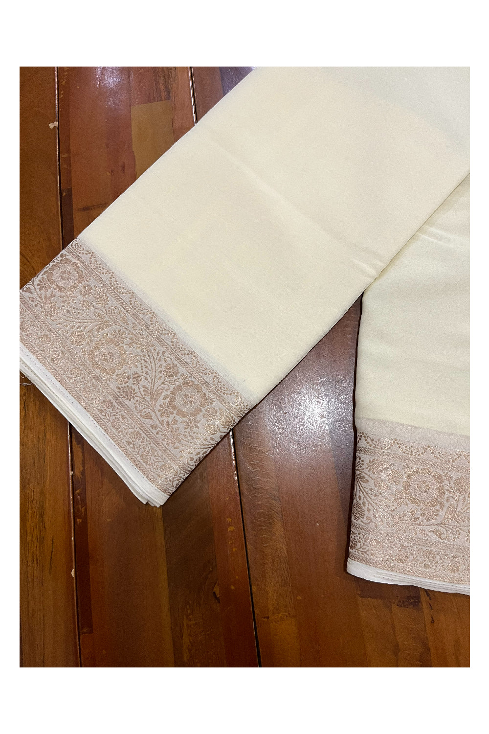 Southloom Crepe Zari Design Border White Saree