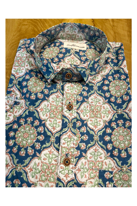 Southloom Jaipur Cotton Hand Block Printed Shirt (Half Sleeves)