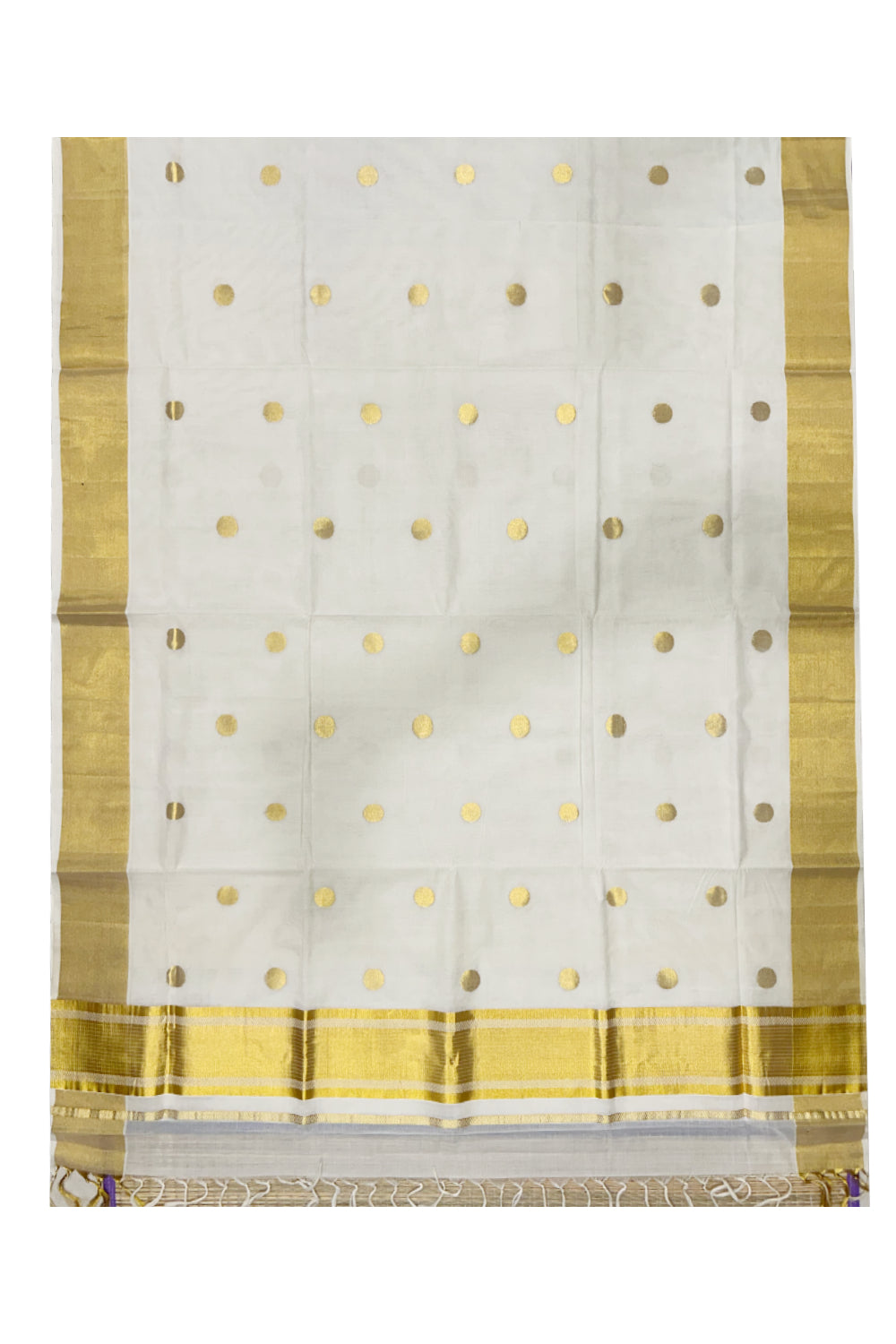 Southloom Premium Handloom Cotton Saree with Polka Woven Works on Body