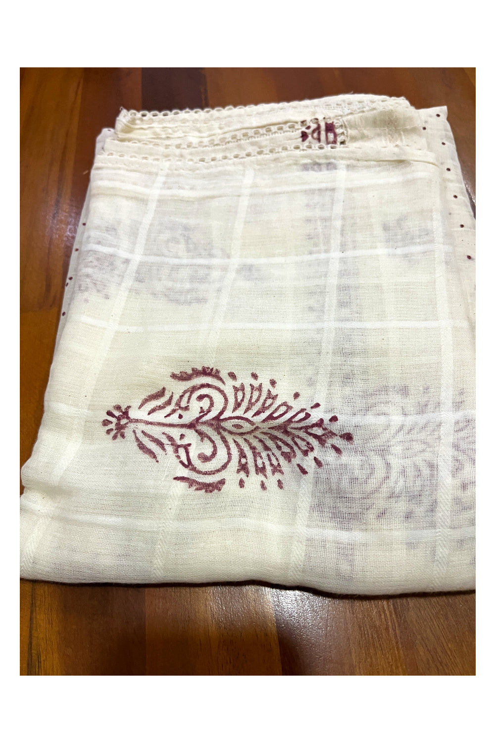 Southloom™ Cotton Churidar Salwar Suit Material in Off White with Thread Works