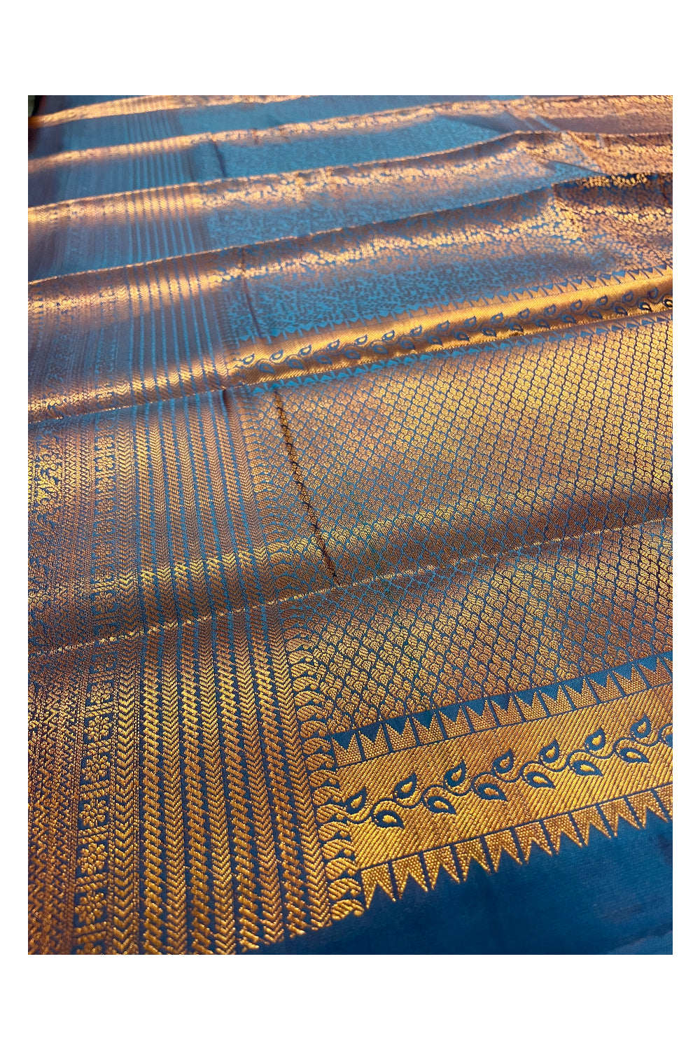 Southloom Premium Semi Silk Zari Work Brocade Saree in Bridal Blue with Matching Pallu (Kanchipuram Pattu Saree)