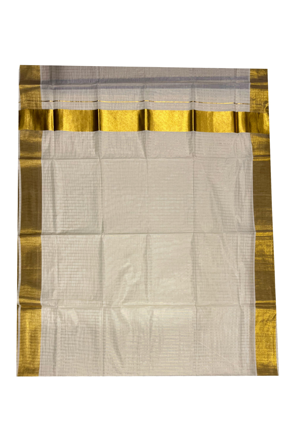 Pure Cotton Kerala Kasavu Saree with  Lines Design on Body