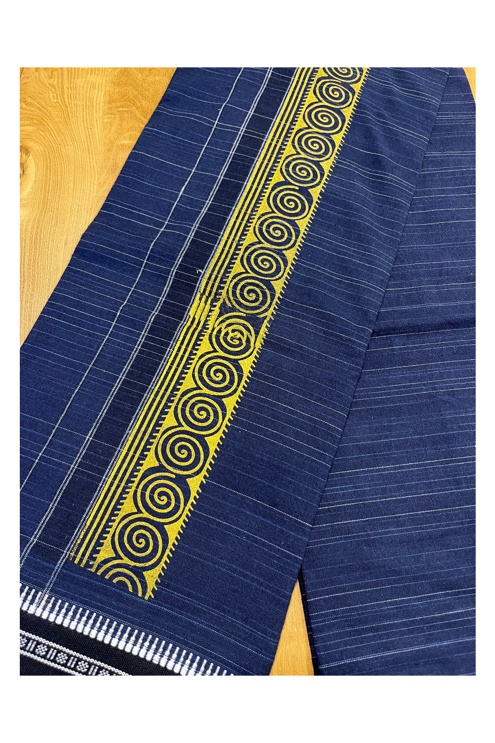 Southloom Blue Printed Single Mundu / Otta Mundu / Lungi (South Indian Kerala Dhoti)