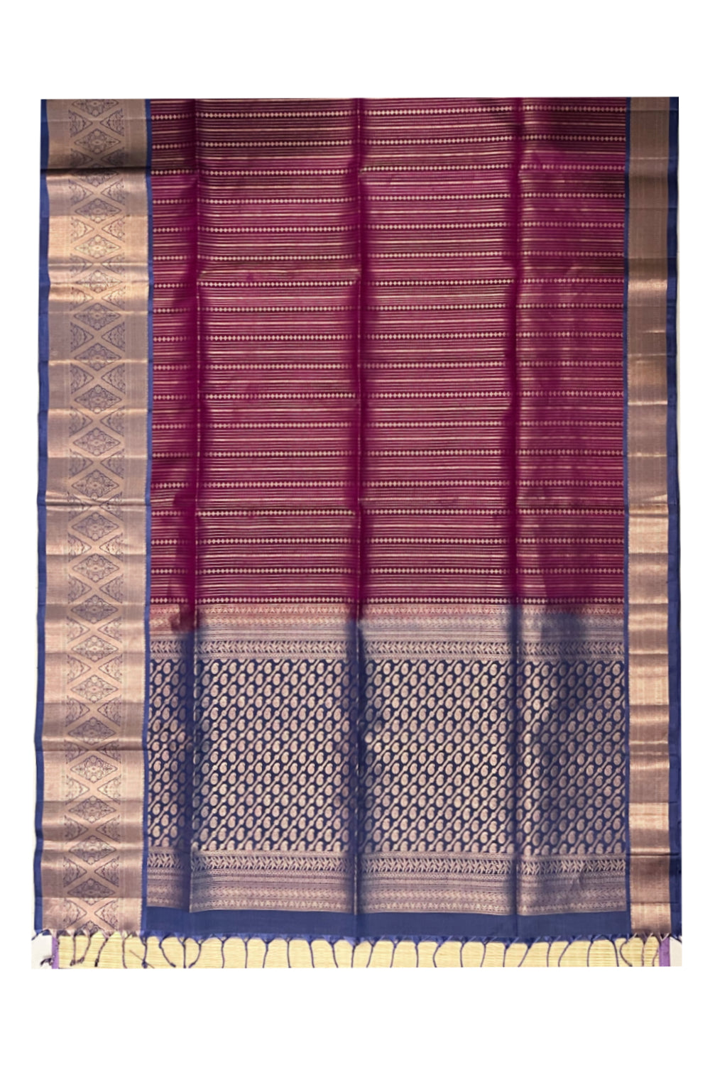 Southloom Pure Handloom Bridal Kanchipuram Silk Saree with Korvai Zari Work