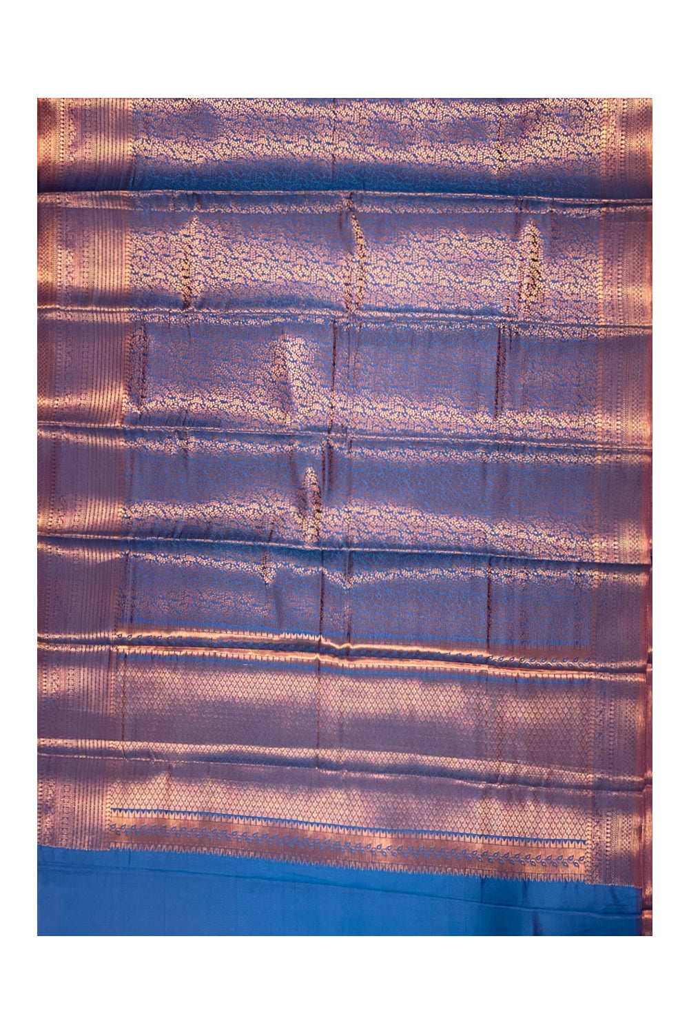 Southloom Premium Semi Silk Zari Work Brocade Saree in Bridal Blue with Matching Pallu (Kanchipuram Pattu Saree)