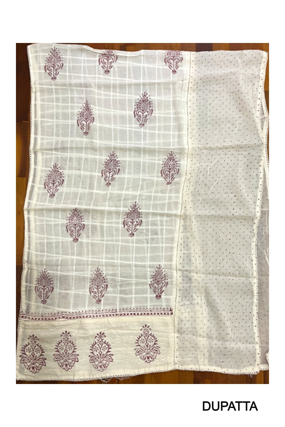 Southloom™ Cotton Churidar Salwar Suit Material in Off White with Thread Works