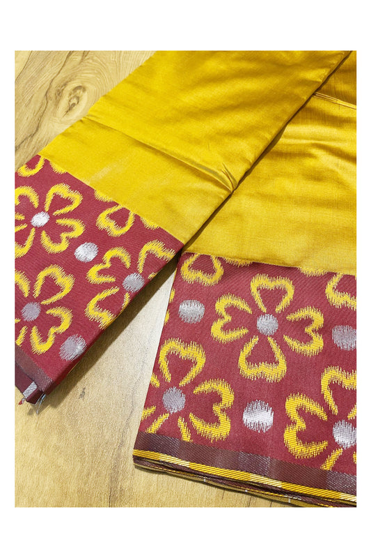 Southloom Kerala Designer Yellow Saree with Maroon Border