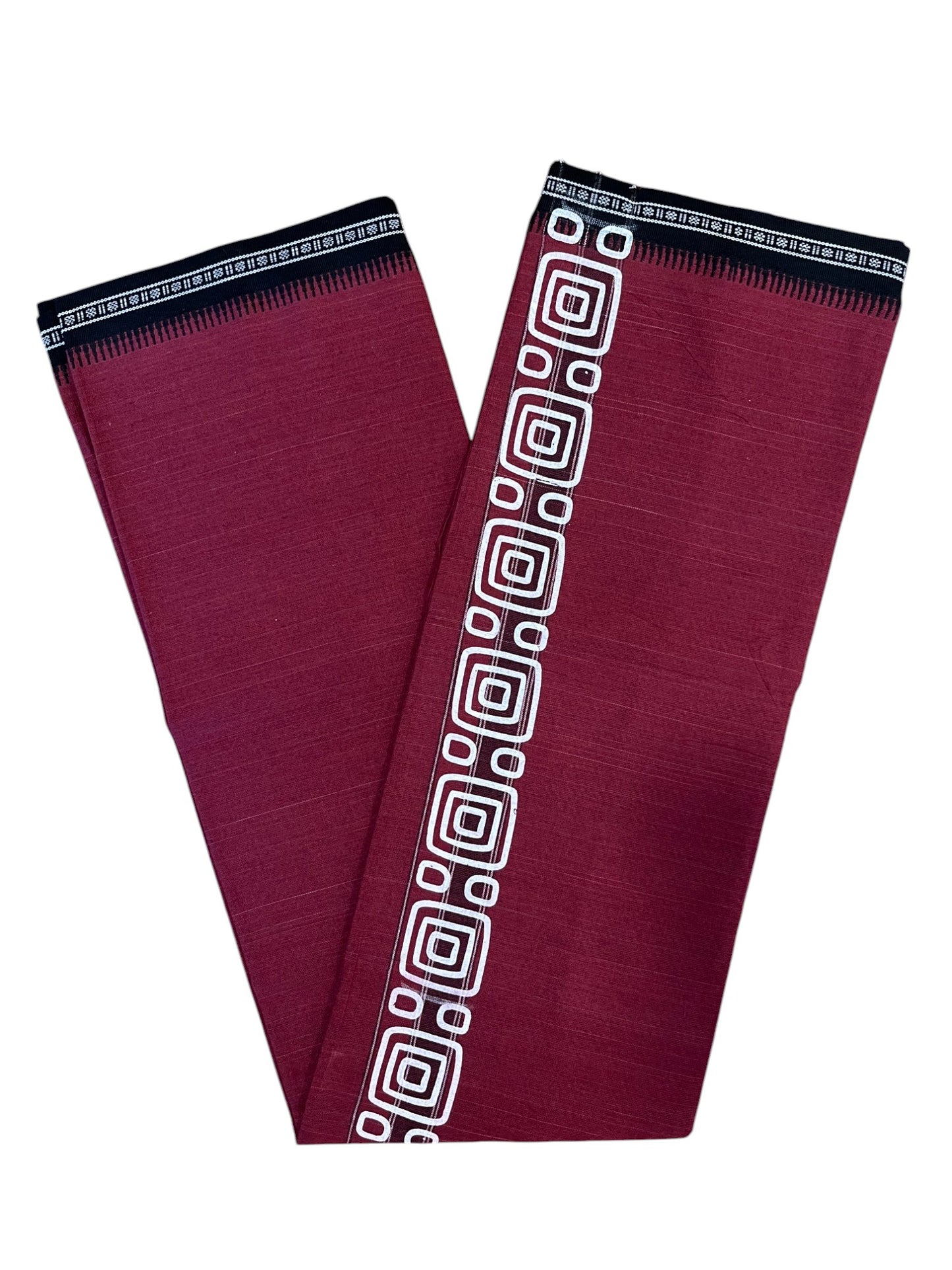 Southloom Maroon Printed Single Mundu / Otta Mundu / Lungi (South Indian Kerala Dhoti)