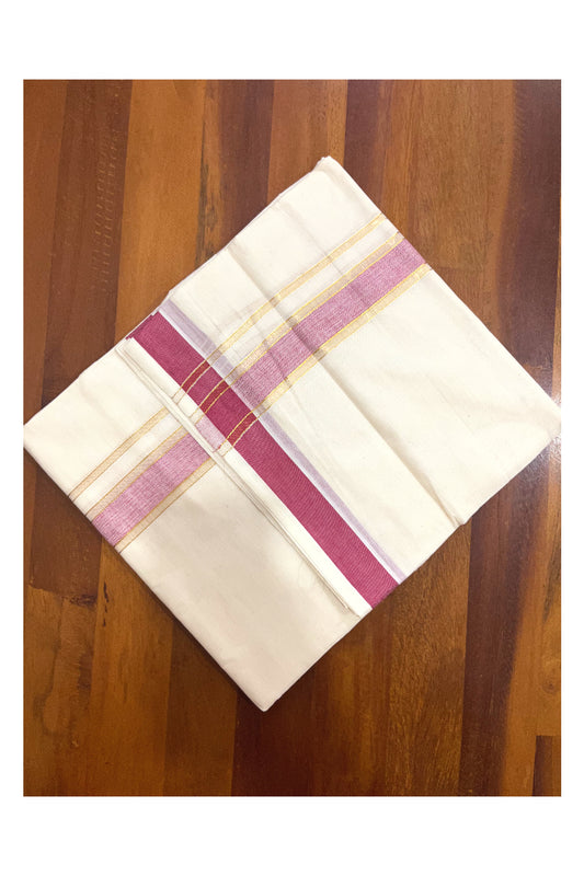 Kerala Cotton Double Mundu with Red and Kasavu Border (Onam Mundu 2023)