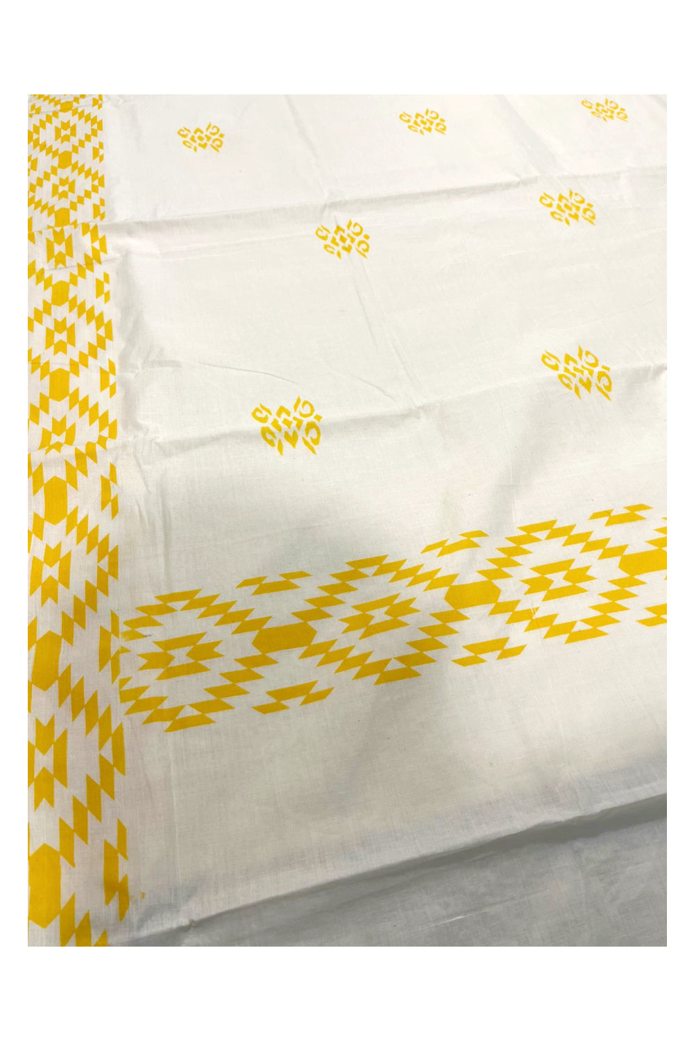 Southloom Ikat Design Yellow Printed Saree with Blouse Piece