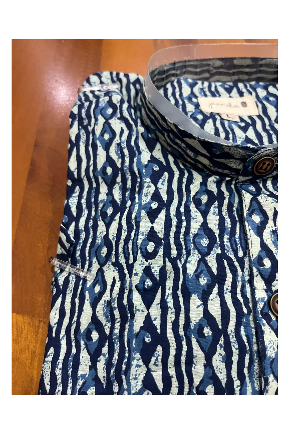 Southloom Jaipur Cotton Indigo Blue Hand Block Printed Shirt (Half Sleeves)