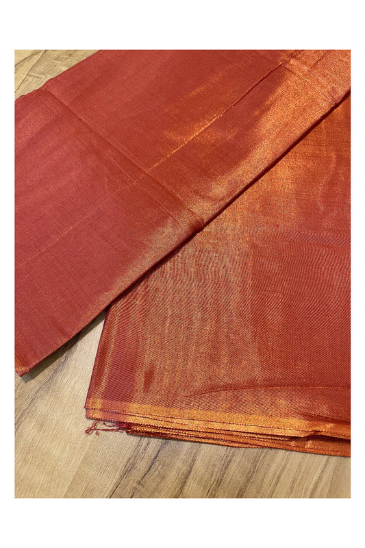 Southloom Semi Silk Brick Red Tissue Saree With Embroidary Blouse Piece