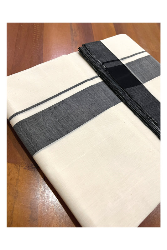 Southloom Premium Balaramapuram Unakkupaavu Handloom Mundu with 2 inch Black Border (South Indian Kerala Dhoti)