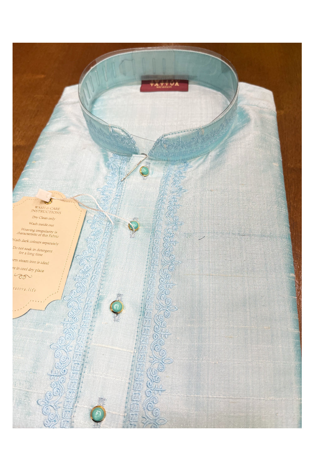 Southloom Pure Silk Blue Short Kurta for Men