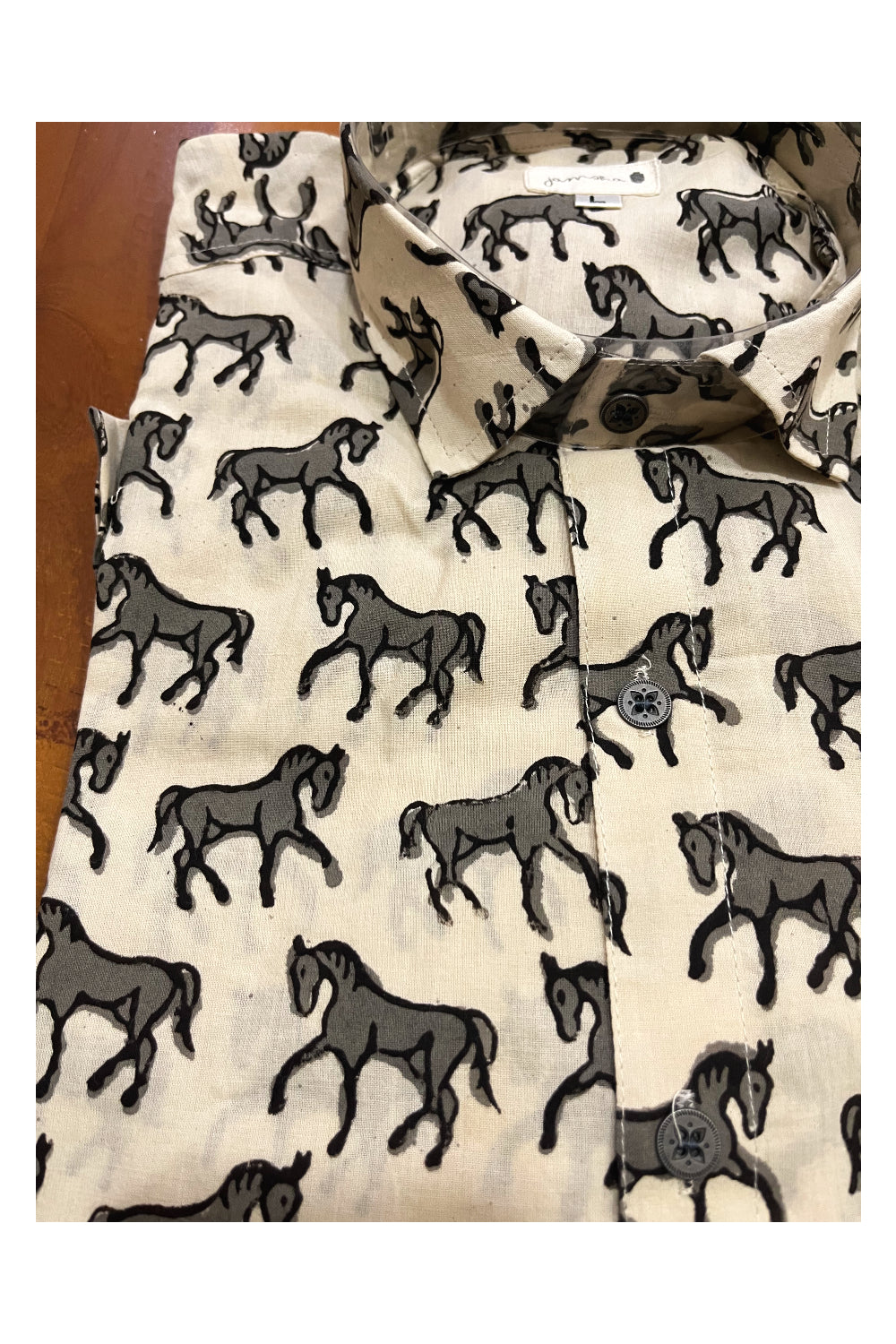 Southloom Jaipur Cotton Hand Block Horse Design Printed Shirt (Half Sleeves)