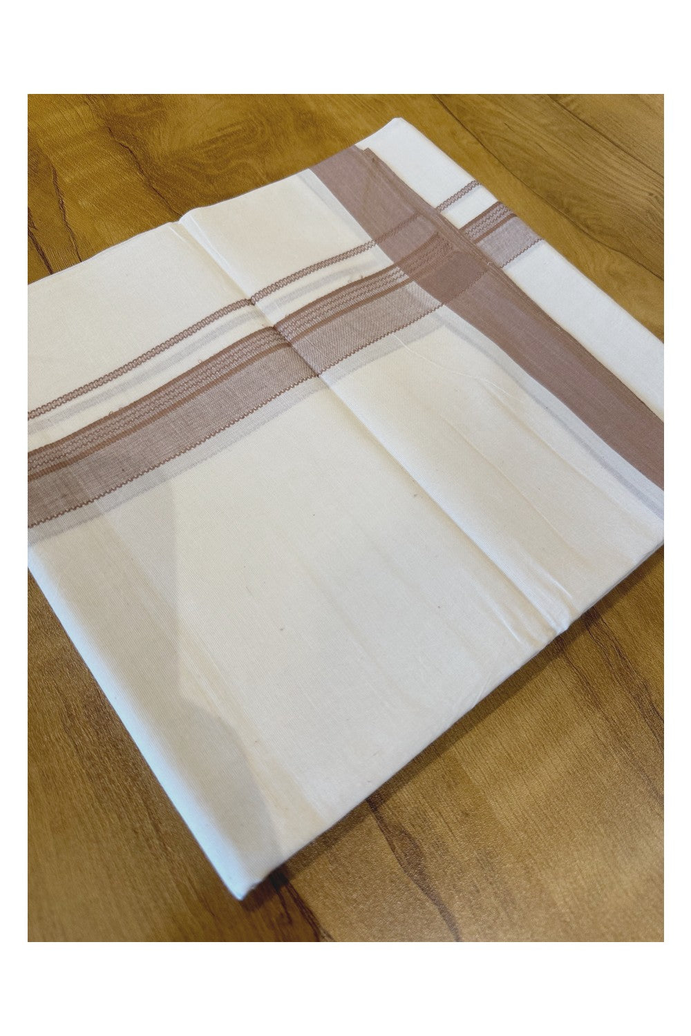 Kerala Pure Cotton Double Mundu with Brown Border (Onam Mundu 2023)