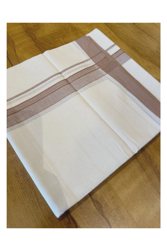 Kerala Pure Cotton Double Mundu with Brown Border (Onam Mundu 2023)