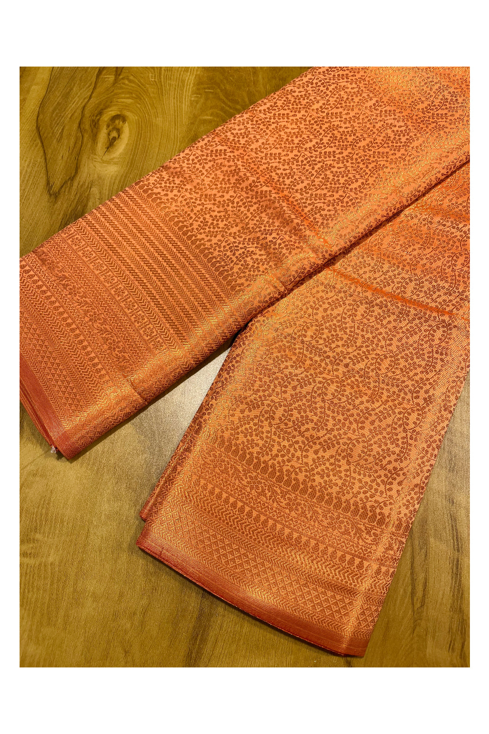 Southloom Premium Semi Silk Zari Work Brocade Saree in Bridal Orange with Matching Pallu (Kanchipuram Pattu Saree)