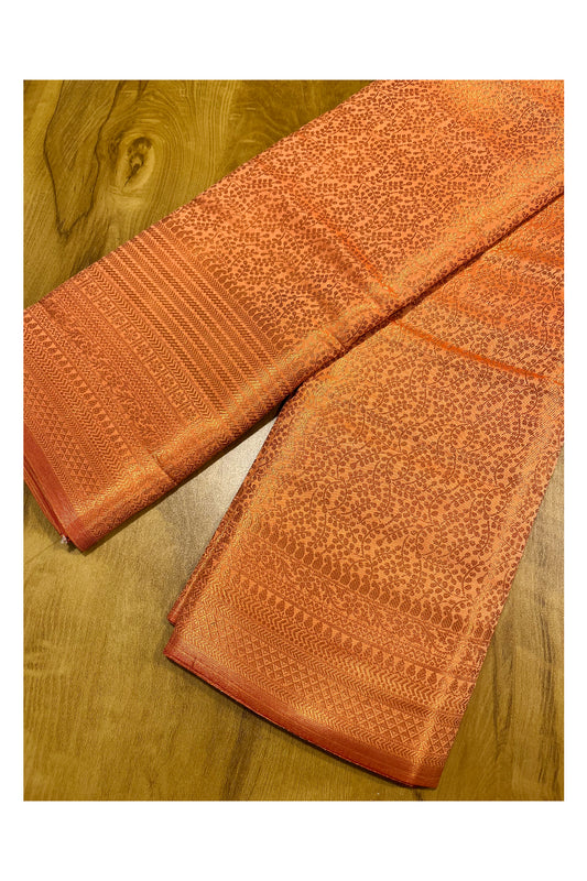 Southloom Premium Semi Silk Zari Work Brocade Saree in Bridal Orange with Matching Pallu