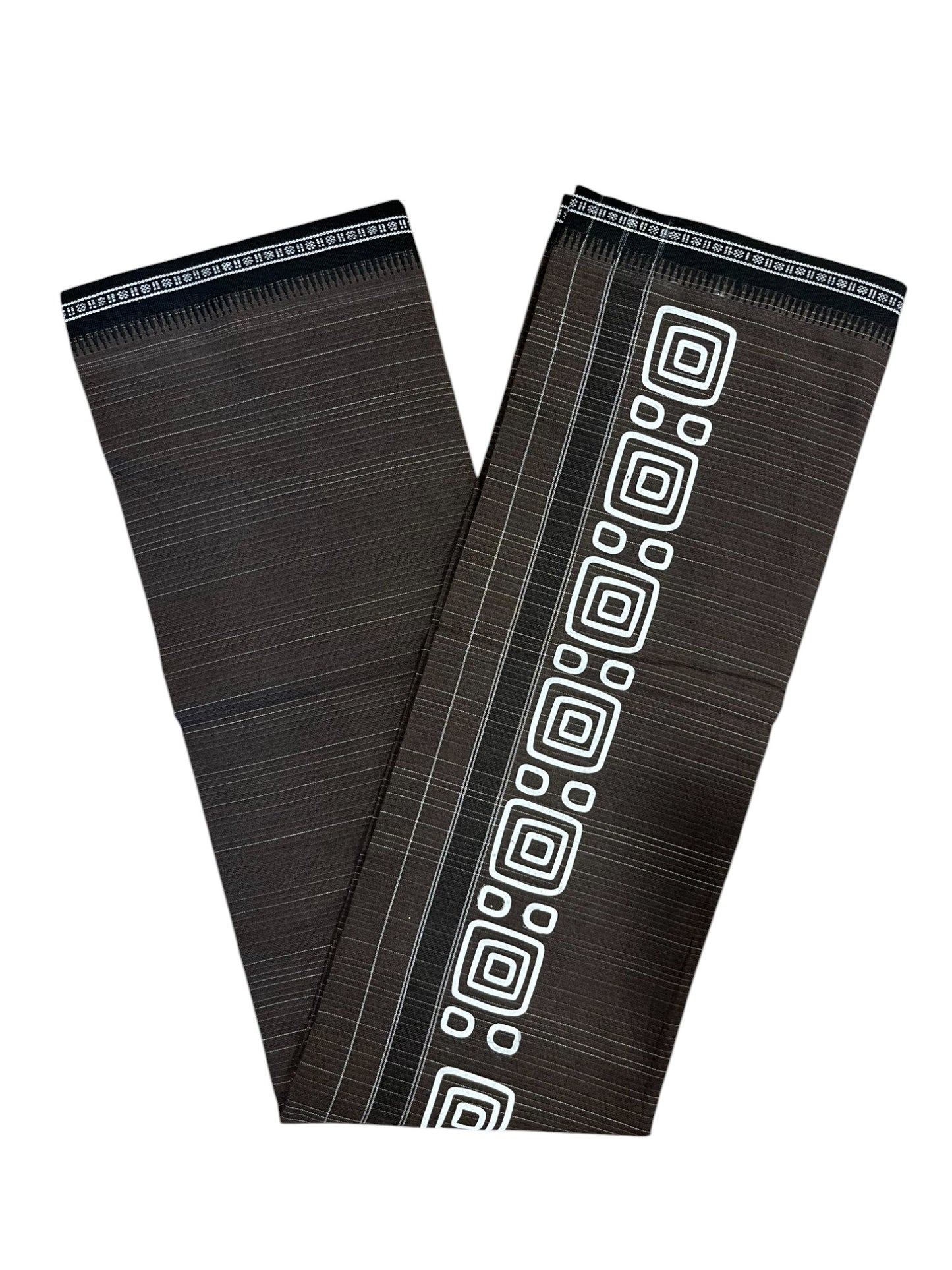 Southloom Brown Printed Single Mundu / Otta Mundu / Lungi (South Indian Kerala Dhoti)