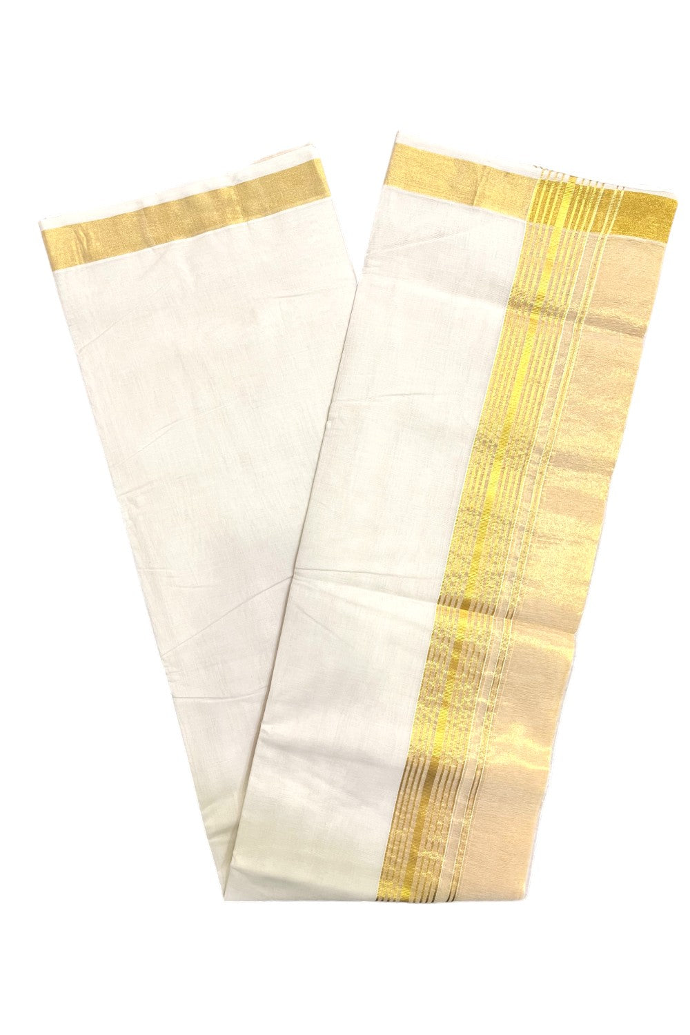 Premium Balaramapuram Handloom Pure Cotton Wedding Mundu with Tissue Kasavu on Border (Vishu 2024 Collection)
