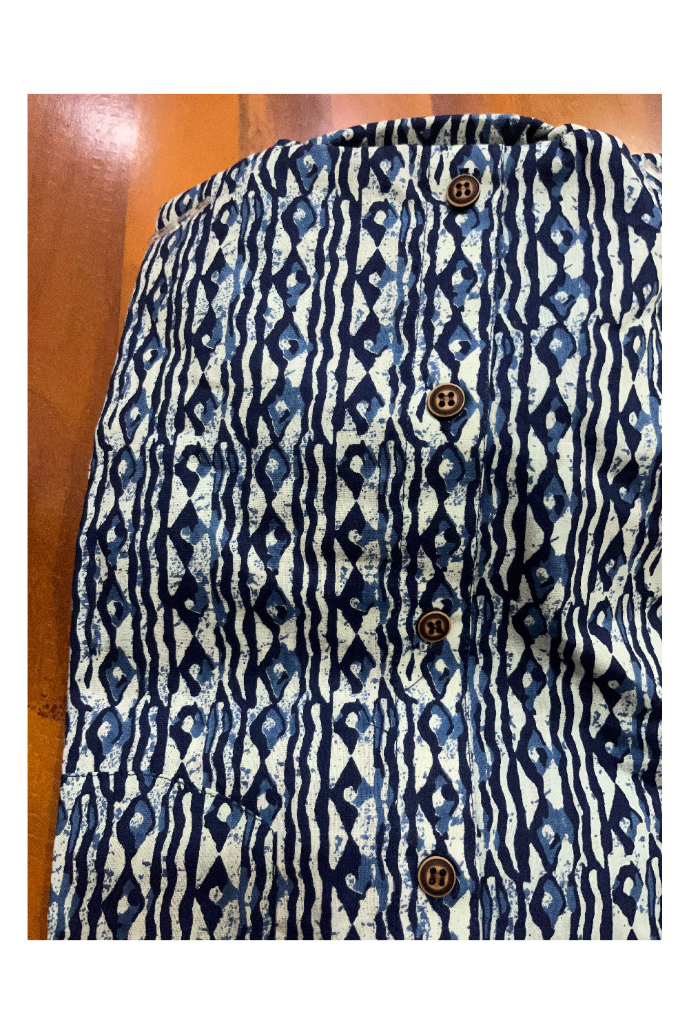 Southloom Jaipur Cotton Indigo Blue Hand Block Printed Shirt (Half Sleeves)