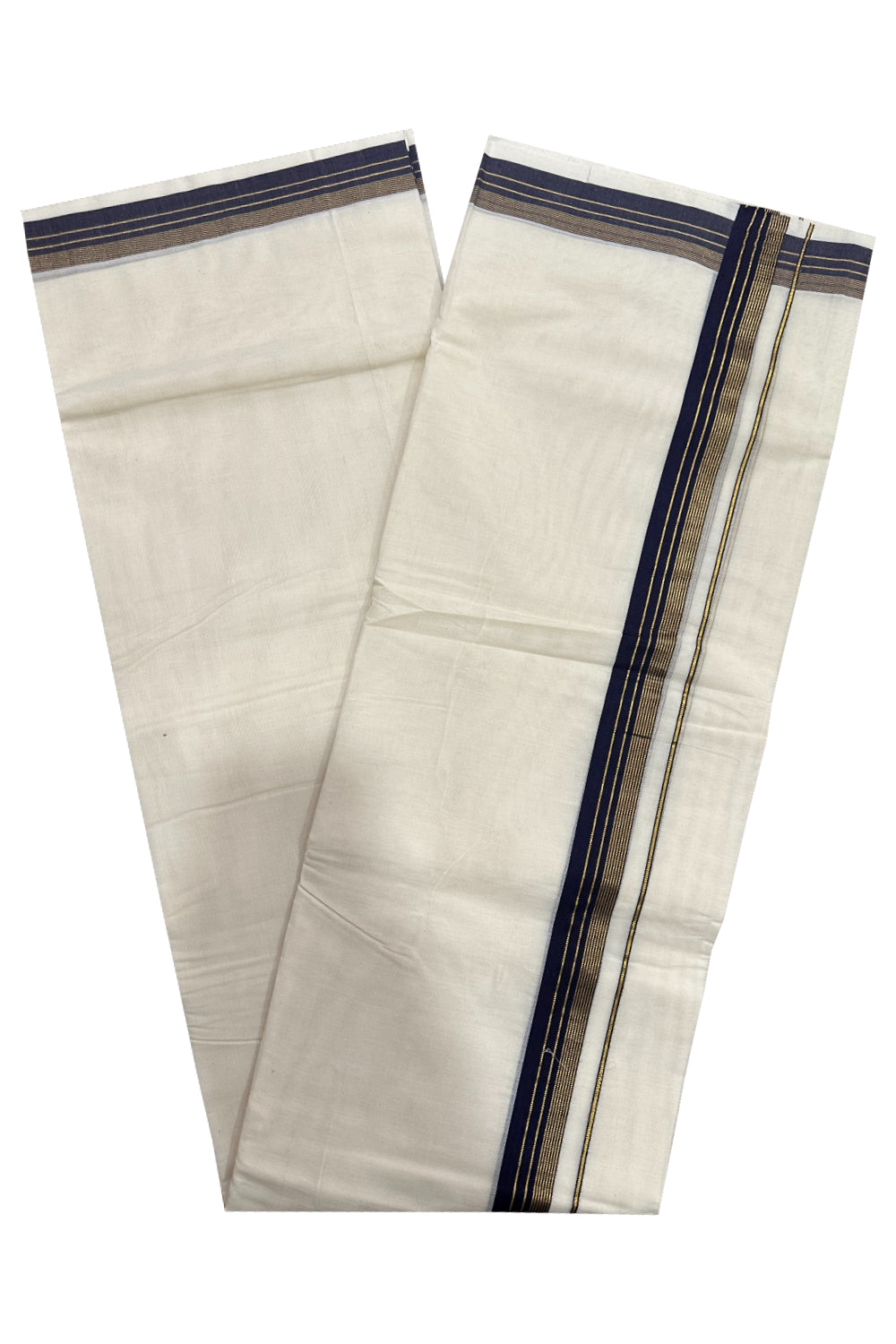 Southloom Premium Handloom Mundu with Deep Blue and Kasavu Kara (Onam Mundu 2023)