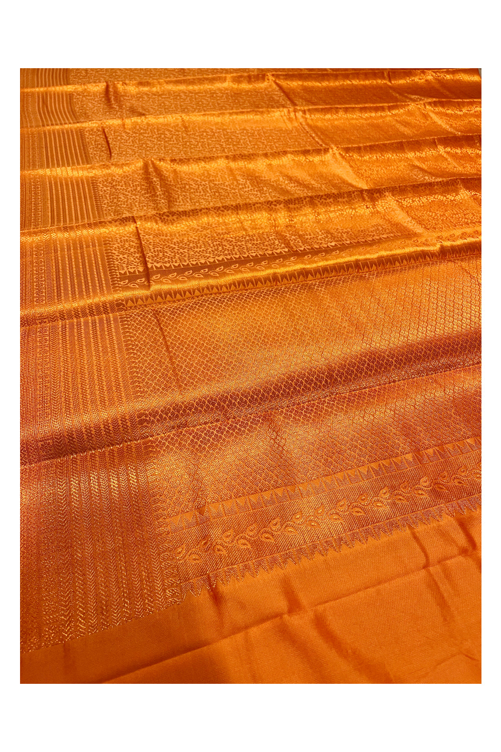 Southloom Premium Semi Silk Zari Work Brocade Saree in Bridal Orange with Matching Pallu (Kanchipuram Pattu Saree)