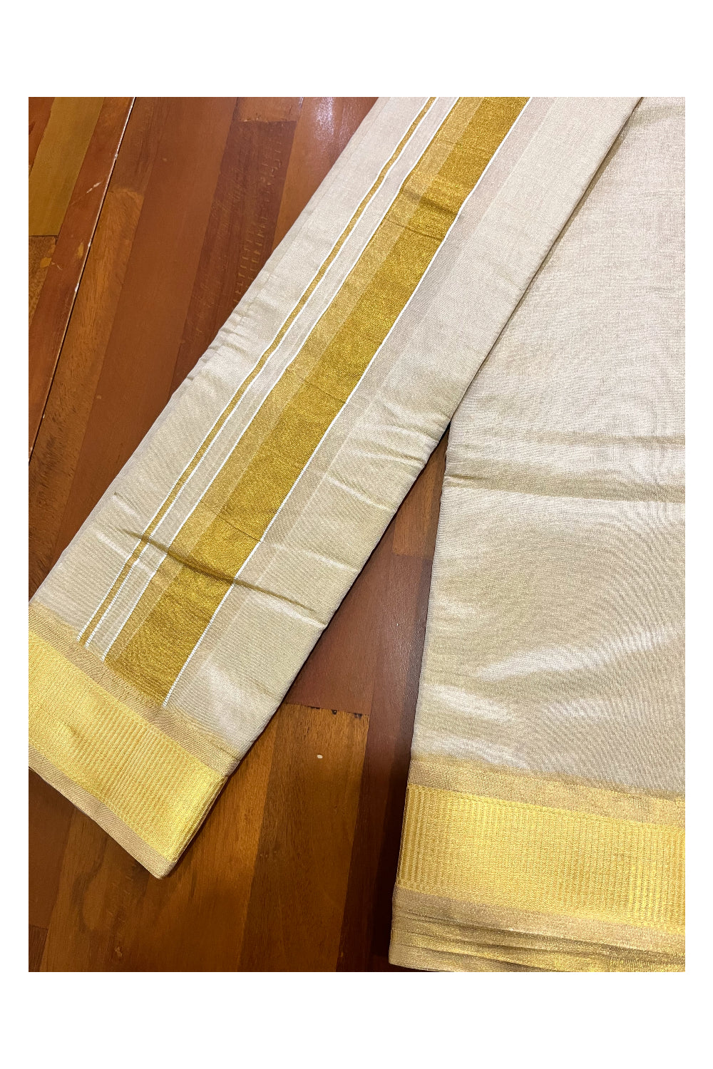 Southloom Handloom Pure Silk Wedding Dhoti with Shawl / Vesthi with Thundu / Mundu with Melmundu for Groom (8+4)