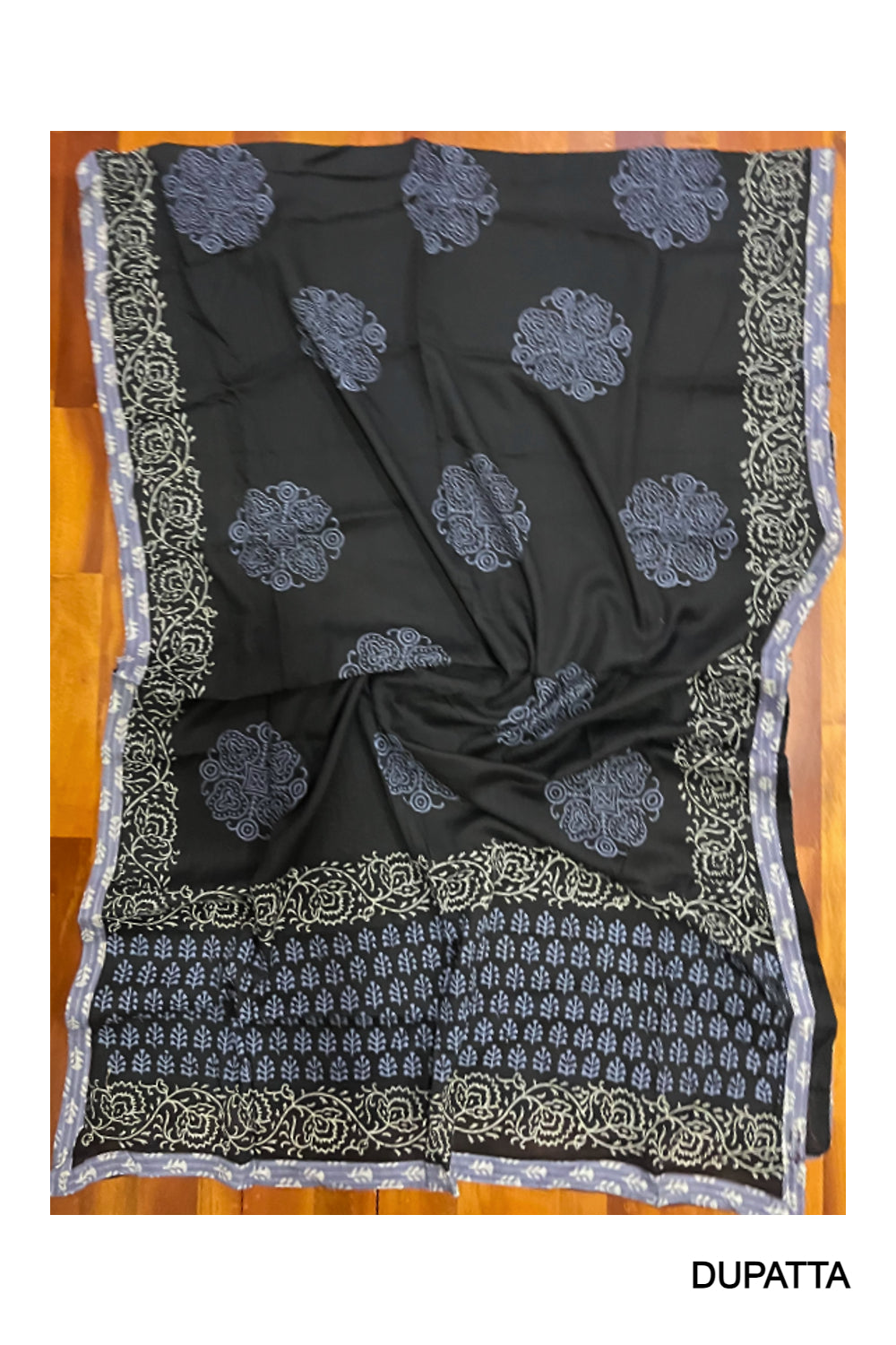 Southloom™ Cotton Churidar Salwar Suit Material with Black Maroon Grey Ajrakh Prints