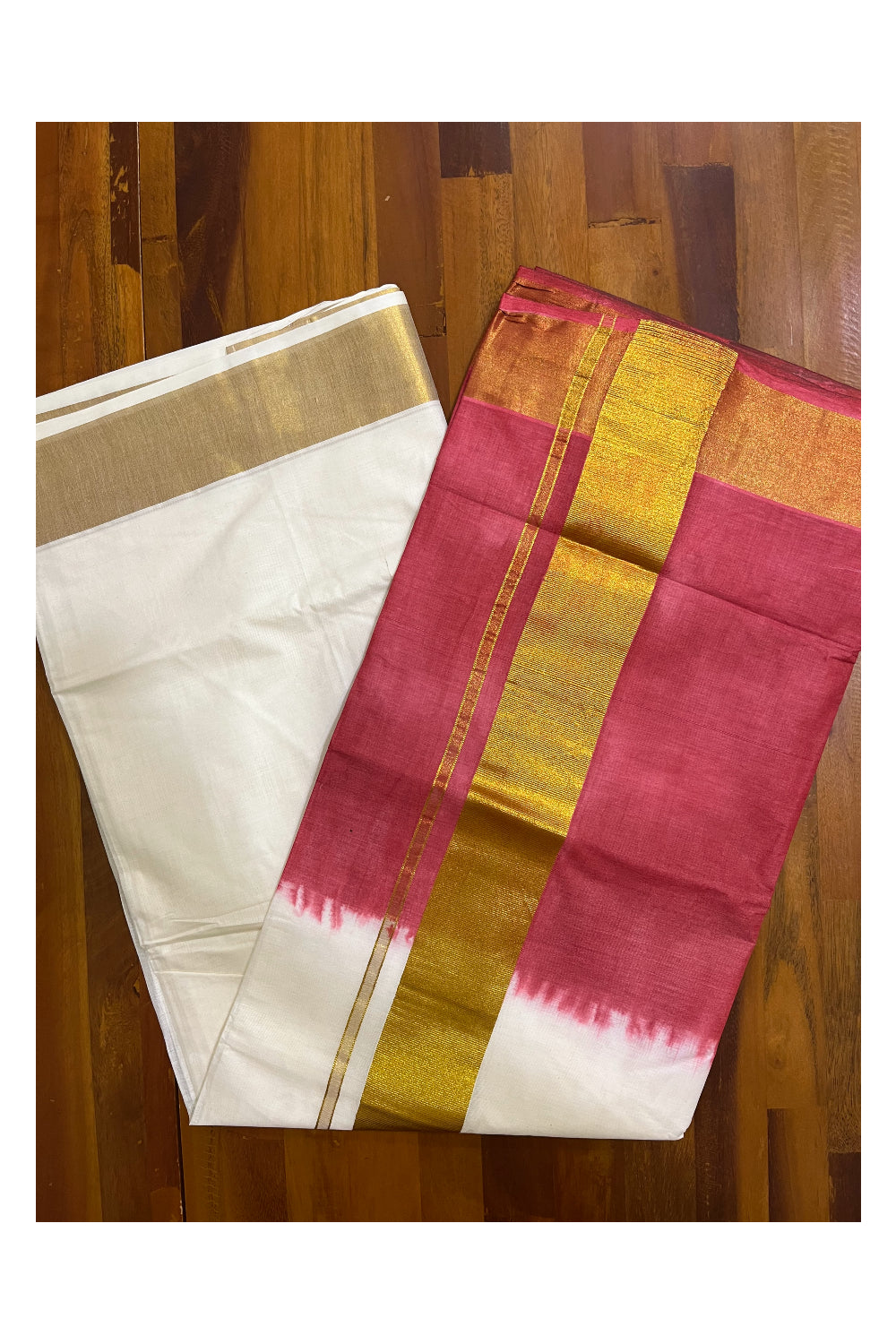 Southloom Tie and Dye Multi Colour Red  Kasavu Saree (Onam 2024 Collection)