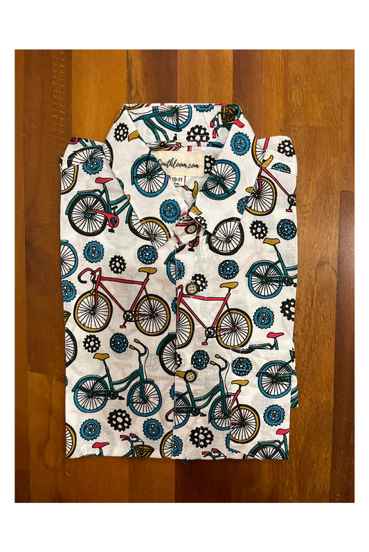 Southloom Jaipur Cotton Bicycle Hand Block Printed Shirt For Kids (Half Sleeves)